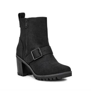 UGG Australia Fern Moto Boots Black Nubuck Leather Waterproof in Women's Size 10